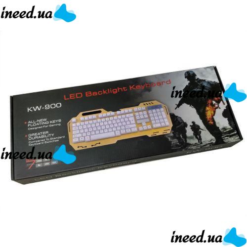 USB провідна комп'ютерна клавіатура Kronos KW - 900 з підсвічуванням Black