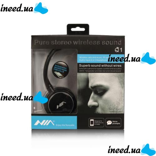 Бездротові Bluetooth навушники nia Q1 microSD Black