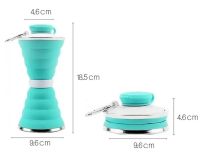 Складна силіконова пляшка Folding travel water cup 9588 0.5 л Бірюзова, Спортивна м'яка пляшка чашка для води