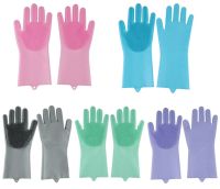 Рукавички губка з ворсинками для миття посуду, універсальні Kitchen Gloves, силіконові рукавички з щіткою для тварин, рукавички губки кухонні