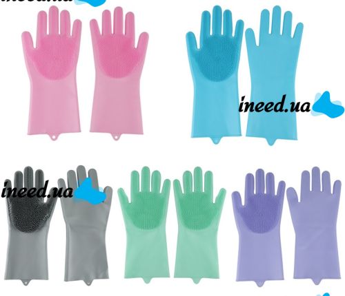 Рукавички губка з ворсинками для миття посуду, універсальні Kitchen Gloves, силіконові рукавички з щіткою для тварин, рукавички губки кухонні