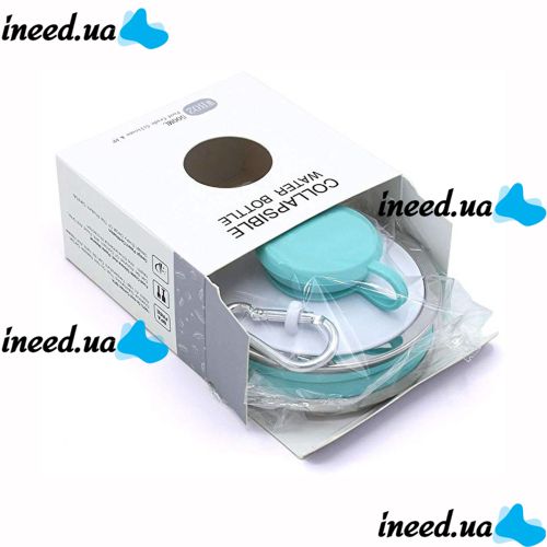Складна силіконова пляшка Folding travel water cup 9588 0.5 л Бірюзова, Спортивна м'яка пляшка чашка для води