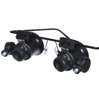Бинокулярные налобные очки с подсветкой Glasses 9892A 20х налобная увеличительная лупа бинокуляры на голову для ювелиров, пайки, чтения и ремонта