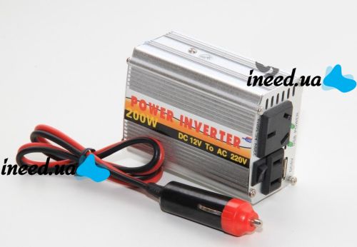 Перетворювач авто інвертор 12v-220v 200W, перетворювач напруги 12 - 220V 200 W
