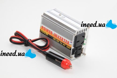 Перетворювач авто інвертор 12v-220v 200W, перетворювач напруги 12 - 220V 200 W