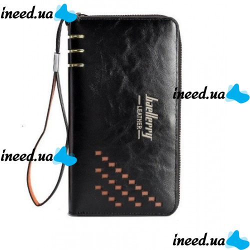 Клатч мужской Кошелек портмоне Baellerry Leather 3 W009 Black Черный