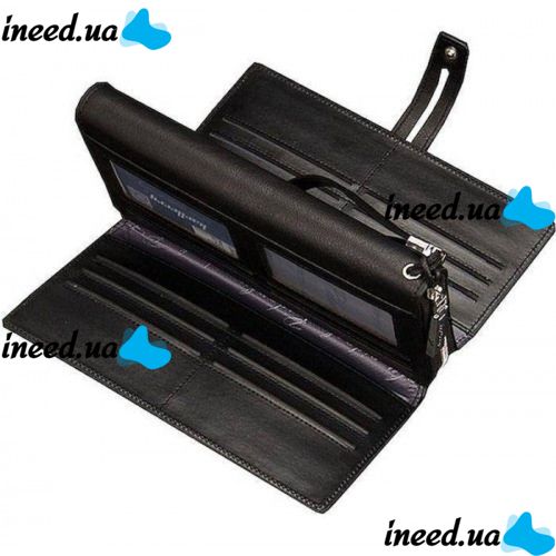 Men's Leather Wallet Clutch Baellerry Guero S1393 Black for Storing Credit Cards Coins on a snake, Men's wallet for bills Black