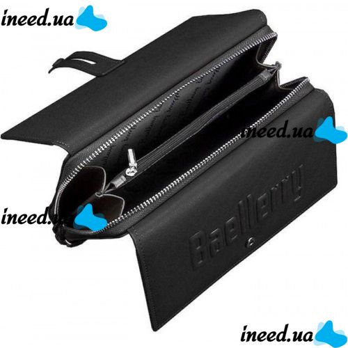 Men's Leather Wallet Clutch Baellerry Guero S1393 Black for Storing Credit Cards Coins on a snake, Men's wallet for bills Black