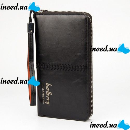 Чоловічий гаманець клатч портмоне Baellerry Leather Model 1 SW008 Black Чорний