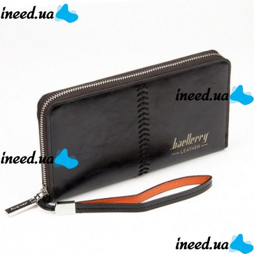 Чоловічий гаманець клатч портмоне Baellerry Leather Model 1 SW008 Black Чорний