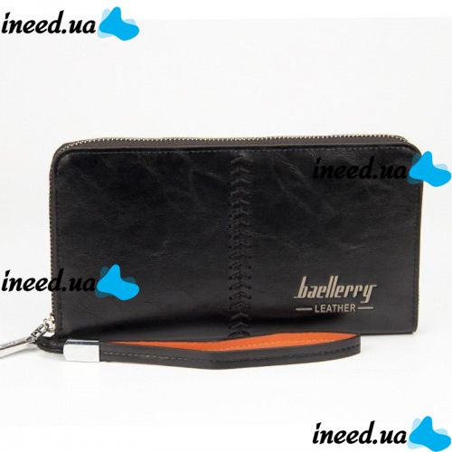 Чоловічий гаманець клатч портмоне Baellerry Leather Model 1 SW008 Black Чорний