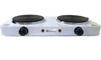 Domotec MS-5822 1000W desktop electric stove with 2 burners disc, Two-burner 1000W electric stove with 5-position thermostat White