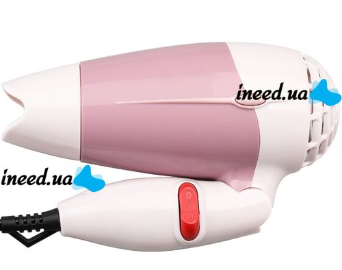 Складаний дорожній фен PRO BaByliss Coco 1000w для укладання і сушіння волосся зі збірною ручкою, насадкою концентратором і терморегулятором Рожевий