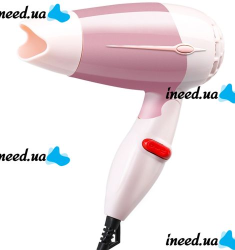 Складаний дорожній фен PRO BaByliss Coco 1000w для укладання і сушіння волосся зі збірною ручкою, насадкою концентратором і терморегулятором Рожевий