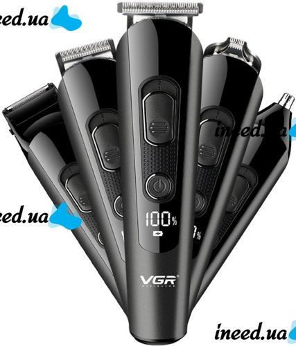 Wireless Rechargeable VGR V-175 Hair Clipper 5 in 1 Male Edging USB Beard and Mustache Trimmer with Replaceable Nozzles V175