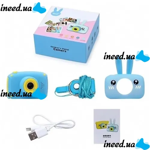 Children's Rechargeable Camera DVR Baby Camera XL-500R Bunny, Children's Digital Camera 7688 600mAh, Digital Camera for Children Blue