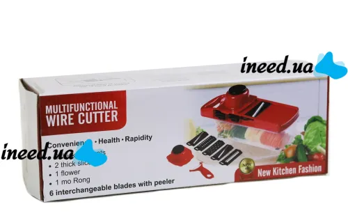 Мультислайсер Mandoline Slicer 6 в 1 Red, Ручна овочерізка для овочів і фруктів з контейнером, Слайсер, Терка міні комбайн 6в1 Червона