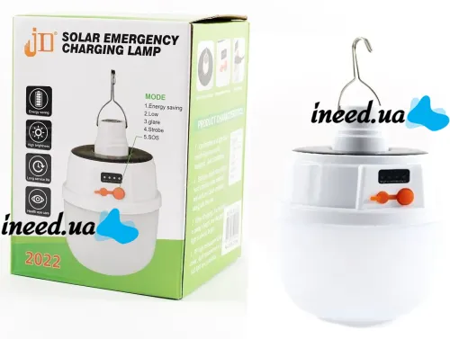 Аккумуляторная подвесная лампа Solar Lamp BL-2022 на солнечной батарее, Подвесной светодиодный фонарь на крючке для кемпинга на аккумуляторе JD-2022