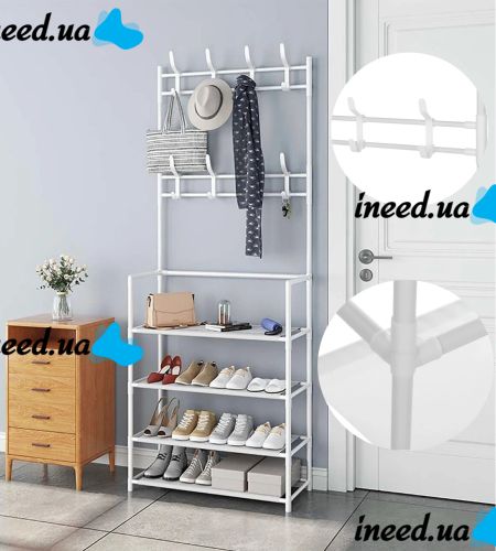 Підлогова вішалка для одягу в передпокій New simple floor clothes rack 60х29, 5х151 см Універсальна металева пересувна металева стійка Біла