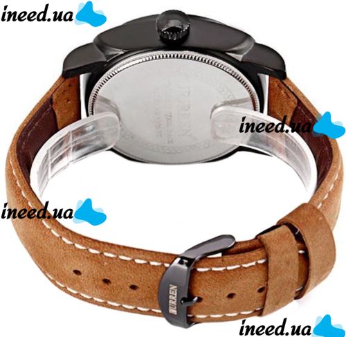 Чоловічі наручні Curren Leisure Series 8158 на руку з ремінцем зі штучної шкіри, Класичний кварцовий годинник з чорним циферблатом і календарем