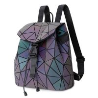 Bao Bao Geometric Issey Miyake triangles women's glowing holographic fluorescent chameleon backpack, Fashionable Bao Bao Geometric Briefcase