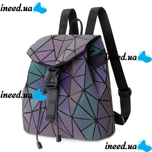 Bao Bao Geometric Issey Miyake triangles women's glowing holographic fluorescent chameleon backpack, Fashionable Bao Bao Geometric Briefcase