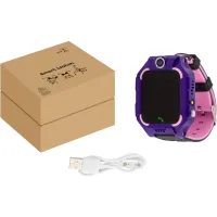 Wrist Smart Children's Smart Watch Smart Watch X17 400 mAh with SIM Card, GPS, Video Call and Flashlight Waterproof for Children Purple