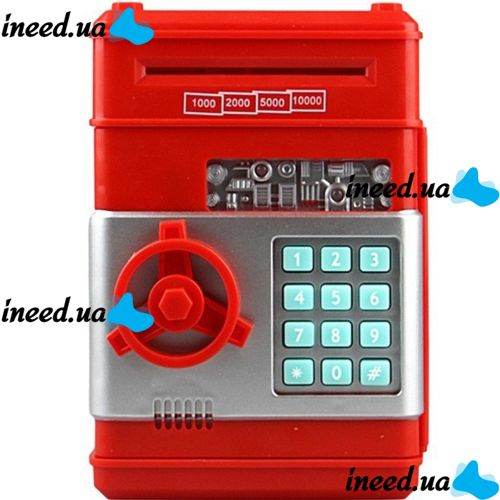 Дитяча електронна скарбничка сейф Mony Safe, купюроприймач, банкомат, з кодовим замком для паперових купюр, монет на батарейках Piggy number Bank