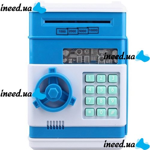 Дитяча електронна скарбничка сейф Mony Safe, купюроприймач, банкомат, з кодовим замком для паперових купюр, монет на батарейках Piggy number Bank