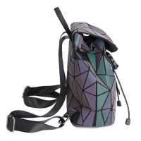 Bao Bao Geometric Issey Miyake triangles women's glowing holographic fluorescent chameleon backpack, Fashionable Bao Bao Geometric Briefcase