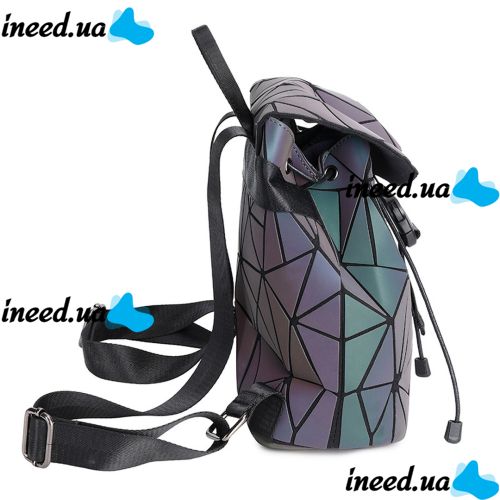 Bao Bao Geometric Issey Miyake triangles women's glowing holographic fluorescent chameleon backpack, Fashionable Bao Bao Geometric Briefcase