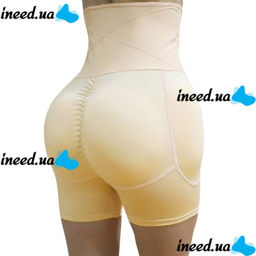 Corrective panties-shorts Body Hip Pants for buttocks enlargement with an overstated high waist and push-up effect, thigh-tightening Beige