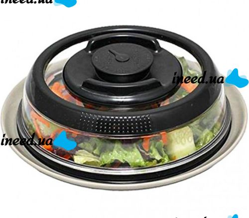 Багаторазова Вакуумна кришка Press Dome Stay Fresh Longer NJ - 352 19см для пакування харчових продуктів кухонний контейнер вакууматор для їжі Чорний
