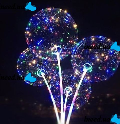 Куля надувний світиться на палиці зі світлодіодами BoBo Ballon 20 " RGB Бобо прозорий