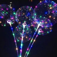 Куля надувний світиться на палиці зі світлодіодами BoBo Ballon 20 " RGB Бобо прозорий