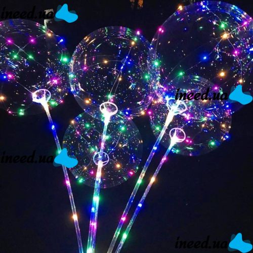 Куля надувний світиться на палиці зі світлодіодами BoBo Ballon 20 " RGB Бобо прозорий