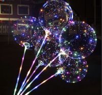 Куля надувний світиться на палиці зі світлодіодами BoBo Ballon 20 " RGB Бобо прозорий