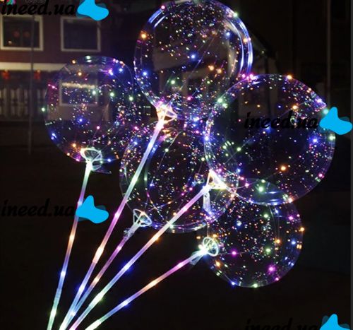 Куля надувний світиться на палиці зі світлодіодами BoBo Ballon 20 " RGB Бобо прозорий