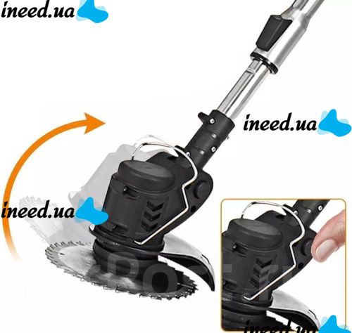 Cordless Lawn Mower Trimmer Elmos HT901 21V for Mowing Grass and Bushes with 2 Batteries, Rechargeable Garden Mower GZ-02