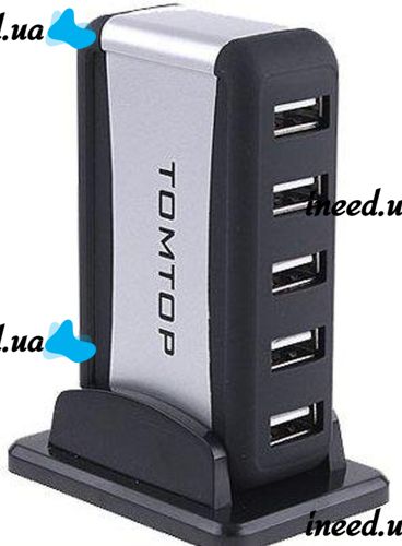 Вертикальний USB хаб HUB 2.0 Tomtop на 7 портів розгалужувач подовжувач від мережі