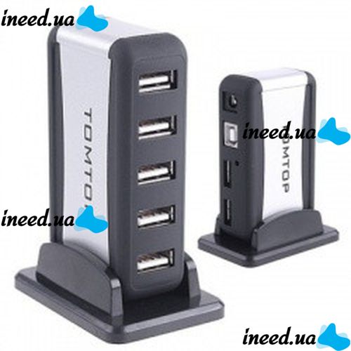 Вертикальний USB хаб HUB 2.0 Tomtop на 7 портів розгалужувач подовжувач від мережі