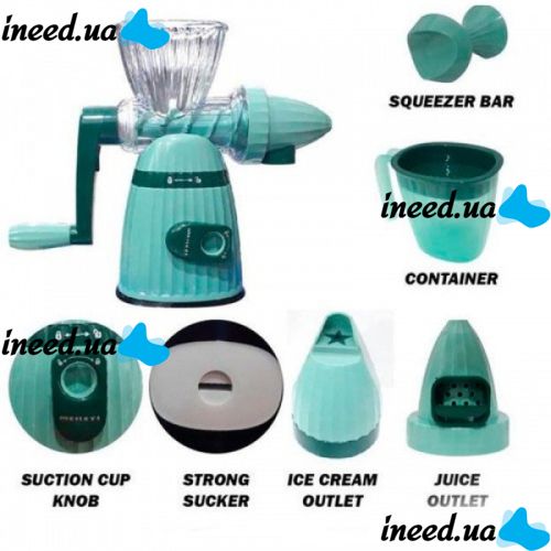 Соковижималка Ручна шнекова Meileyi Manual Juicer MLY-662 2 в 1 з набором насадок