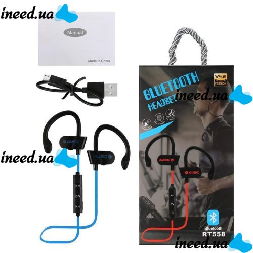 RT558 BT Wireless Sports Bluetooth Headphones with Ear Mount RT-558