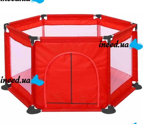 Bambi M1340 folding playpen with mosquito net for children's play, DreamToys Hexagonal ball dry pool with fence for toddlers