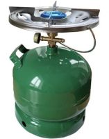 Tourist gas cylinder Golden Lion Rudyy CK-630 with a burner of 5 liters 2kg, Household Propane cylinder with piezo ignition and handle GL-2 PK-630 Green