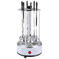 Domotec MS-7782 1000W vertical electric kebab maker for 6 skewers, Tabletop electric kebab maker for home with removable tray Silver