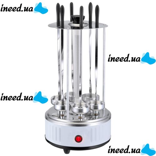 Domotec MS-7782 1000W vertical electric kebab maker for 6 skewers, Tabletop electric kebab maker for home with removable tray Silver
