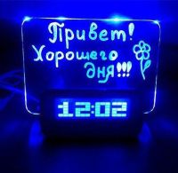 Настільні Світлодіодні годинник Highstar з Led дошкою для записів з USB хабом, маркером і підсвічуванням