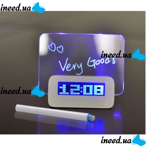 Настільні Світлодіодні годинник Highstar з Led дошкою для записів з USB хабом, маркером і підсвічуванням