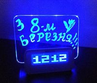 Настільні Світлодіодні годинник Highstar з Led дошкою для записів з USB хабом, маркером і підсвічуванням
